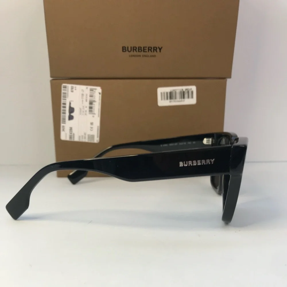 BURBERRY Hayden BE4394 square sunglass black frame with dark grey lenses.